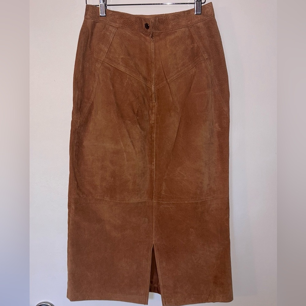 Vintage ‘90s Long Suede Pencil Skirt - Picture 3 of 8